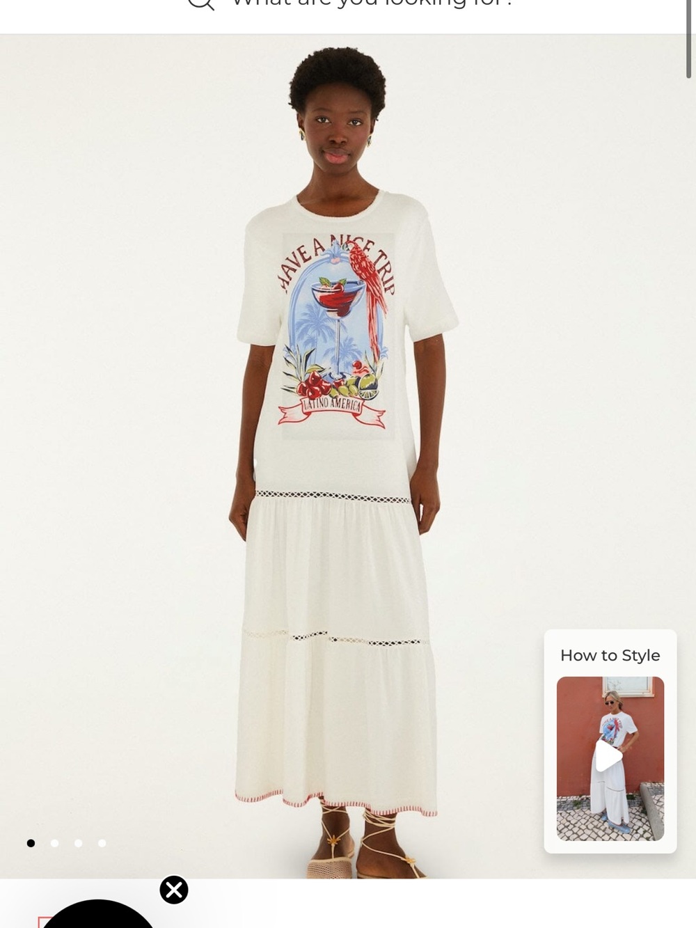 FARM Rio Cream Graphic Tiered Maxi Dress with Tropical Print